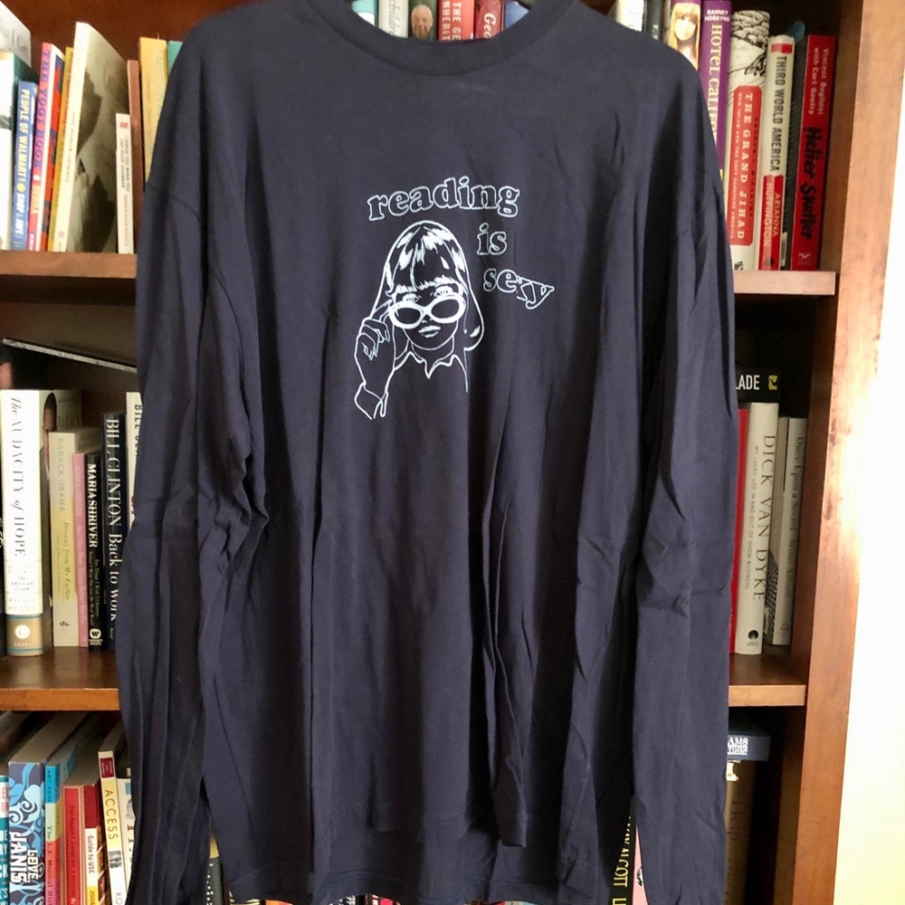 COPY - Navy long sleeve “reading is sexy” shirt